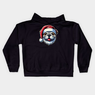 Bulldog as Santa for Christmas Kids Hoodie